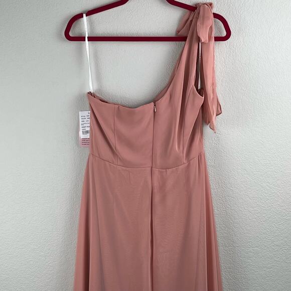 After Six Desert Rose Draped One Shoulder Maxi Dress Gown Scarf Bow 12/Med NWT - Picture 9 of 14